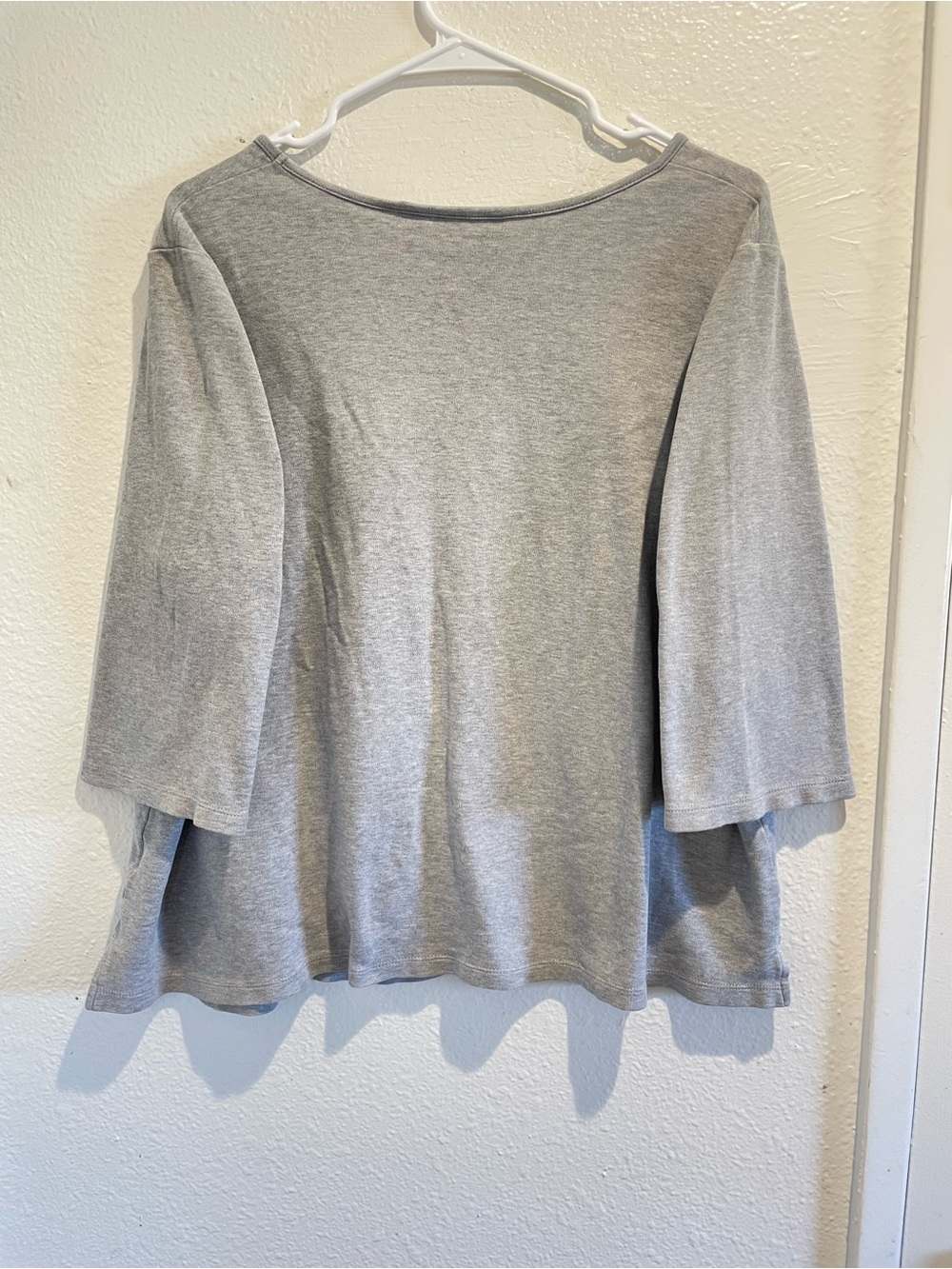 Quacker Factory 1X Gray Bicycle Floral Embroidered Rhinestone Top Knit Tee - Picture 6 of 7